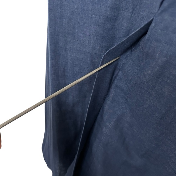 BANANA REPUBLIC Roll Cuff Short Sleeve Utility Shirtdress Sz XXS Blue Popover - Picture 6 of 9